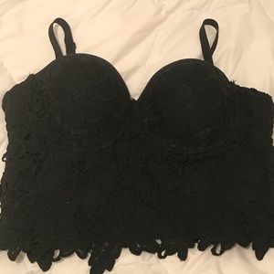 MEDIUM Black lace garter top